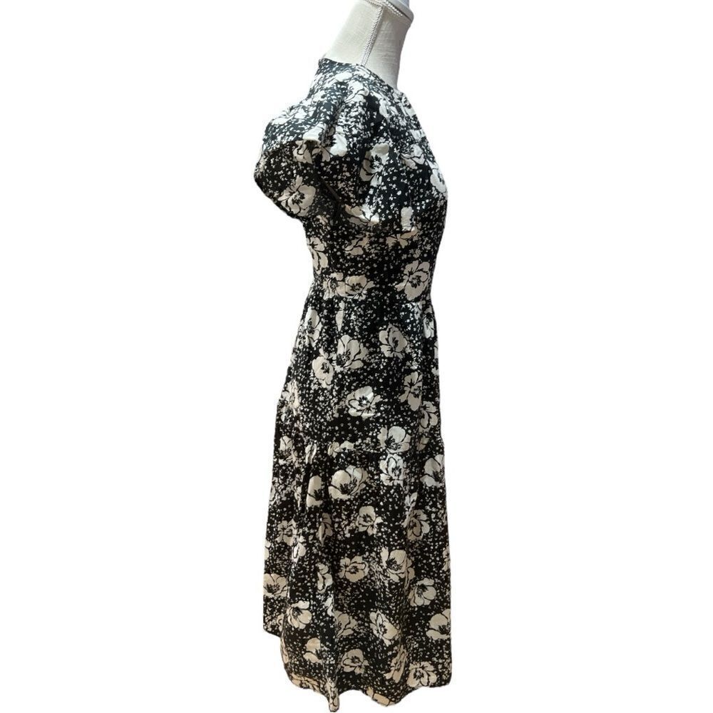 Who Wear What Spatter Camellia Blk/Wht Floral Midi Dress Size XS - Picture 5 of 9